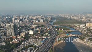 PD0015 - Aerial View of Bandra Reclamation and Mithi River, Mumbai