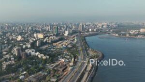 PD0012 - Aerial View of Bandra Reclamation Promenade and Coastal Road, Mumbai