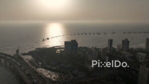 PD0009 - Evening Drone Shot of Taj Lands End Hotel and Bandra Bandstand