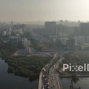 PD0002 - Aerial View of Heavy Traffic on BKC Bridge, Mumbai