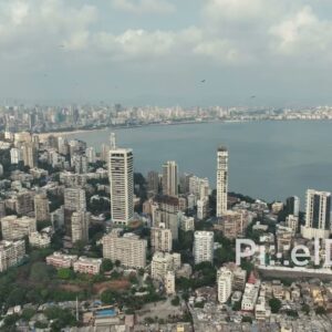 PD0035 - Aerial View of Mumbai's Iconic Malabar Hill and Marine Drive Skyline