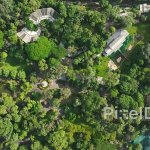 PD0525 - Top-Down Aerial Orbit of Rani Baug Park and Zoo in Mumbai