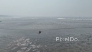 PD0516 - Horse and Cart Ride on a Hazy Beach at Low Tide