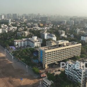 PD0511 - Aerial Orbit of the Novotel Hotel on Mumbai's Juhu Beach