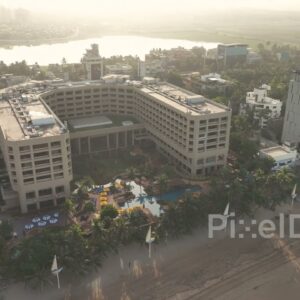 PD0510 - Aerial Orbit of the JW Marriott Hotel on Mumbai's Juhu Beach