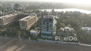 PD0509 - Aerial Orbit of Luxury Beachfront Properties in Juhu, Mumbai