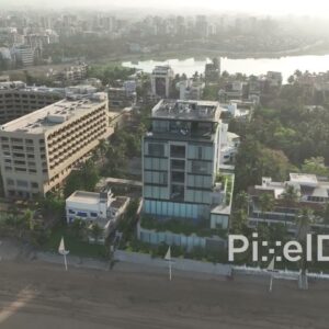 PD0509 - Aerial Orbit of Luxury Beachfront Properties in Juhu, Mumbai