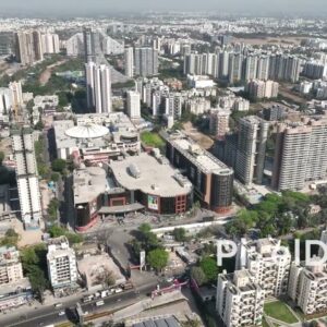 PD0560 - Aerial Orbit of Amanora Mall in Pune's Bustling Cityscape