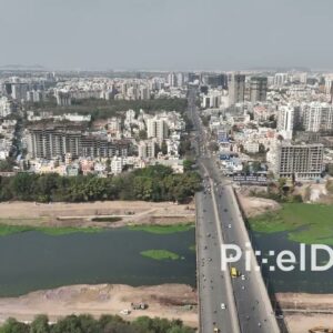 PD0554 - Aerial View of the Kharadi-Mundhwa Bridge over the Mula-Mutha River in Pune