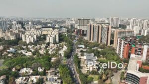 PD0553 - Aerial Flyover of a Sprawling Urban Neighborhood in Pune