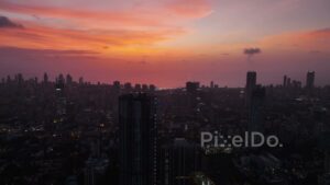 PD0534 - City of Lights: Mumbai Skyline at a Dramatic Pink and Orange Dusk