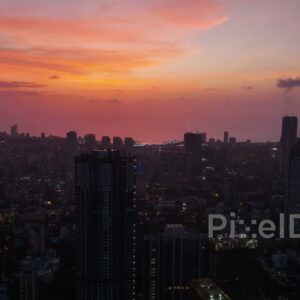 PD0534 - City of Lights: Mumbai Skyline at a Dramatic Pink and Orange Dusk