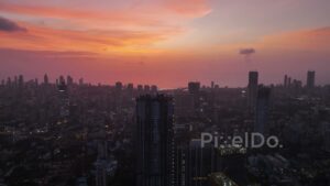 PD0533 - Vibrant Twilight Afterglow Over the Mumbai Cityscape