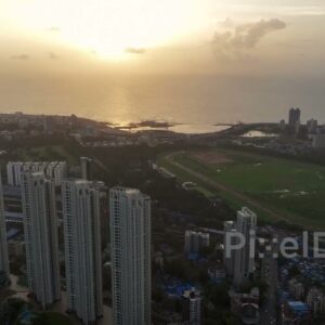 PD0532 - Dramatic Sunset Over Mumbai's Mahalaxmi Racecourse and Skyline