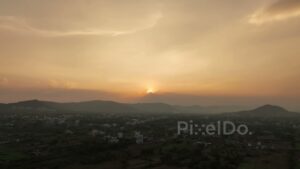 PD0590 - Golden Sunset Over the Hilly Cityscape of Pune
