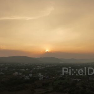 PD0590 - Golden Sunset Over the Hilly Cityscape of Pune