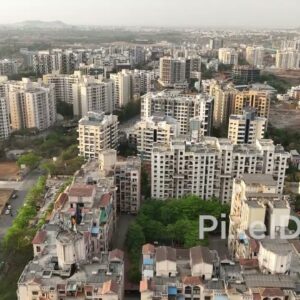 PD0584 - Aerial Flyover of a Dense Residential Neighborhood in Pune