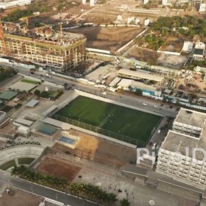 PD0583 - Building a New Neighborhood: An Aerial of a School and High-Rise Construction
