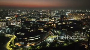 PD0573 - Futuristic Corporate Campus Illuminated at Night in Pune