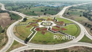 PD0612 - Artistic Highway Roundabout with a Geometric Floral Garden