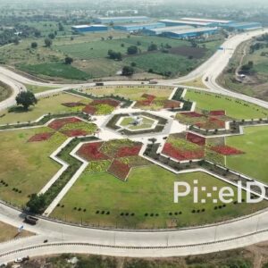PD0612 - Artistic Highway Roundabout with a Geometric Floral Garden