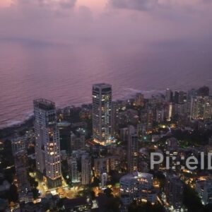 PD0047 - Aerial View of the Malabar Hill Cityscape and Coastline at Twilight