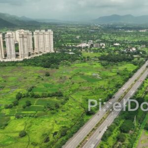PD0644 - Mumbai-Pune Expressway with Hiranandani Development and Mountain Backdrop