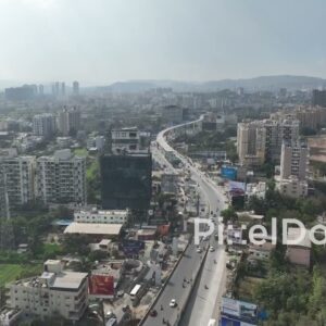 PD0650 - Aerial View of a Busy Urban Flyover in Pune
