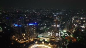 PD0637 - Amanora's Glowing Towers: An Iconic Landmark in Pune's Nightscape