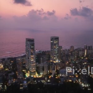 PD0046 - Aerial View of the Malabar Hill Cityscape and Coastline at Twilight