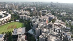 PD0677 - Aerial Fly-Over of the DY Patil University Campus and Modern Architecture