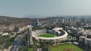 PD0674 - Aerial Orbit of the DY Patil Sports Stadium in Navi Mumbai
