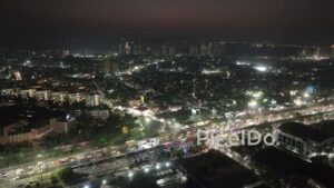 PD0671 - Sweeping Aerial Panorama of Navi Mumbai's Illuminated Cityscape at Night