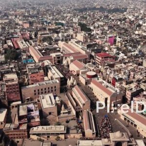 PD0658 - Aerial Drone Flight Over the Kashi Vishwanath Corridor to the Temple in Varanasi