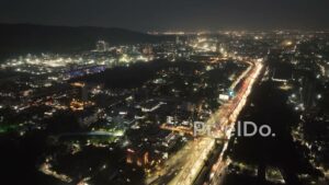 PD0706 - Aerial Night View of the Thane-Belapur Road and MIDC Industrial Area