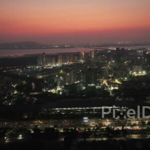 PD0704 - Twilight Aerial of Navi Mumbai Cityscape with Vashi Bridge in the Distance