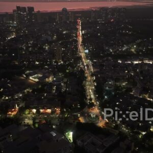 PD0701 - Aerial View of Chatrapati Shivaji Maharaj Chowk in Navi Mumbai at Twilight