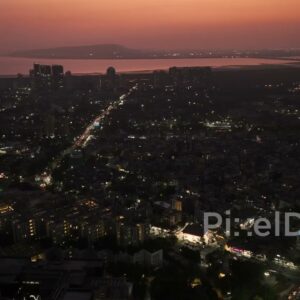 PD0699 - Sweeping Aerial View of Navi Mumbai's Illuminated Cityscape at Dusk