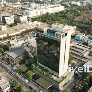 PD0692 - Aerial Orbit of a Modern Luxury Hotel with a Rooftop Pool