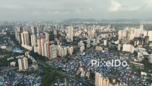 PD0737 - Expansive Aerial Panorama of the Dharavi Slum in Mumbai