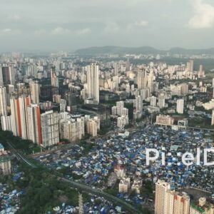 PD0737 - Expansive Aerial Panorama of the Dharavi Slum in Mumbai