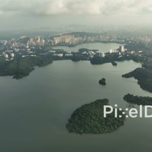 PD0735 - Expansive Aerial View of Powai and Vihar Lakes in Mumbai