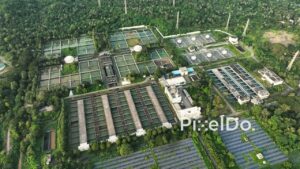 PD0734 - Aerial View of a Modern Water Treatment Plant and Solar Farm