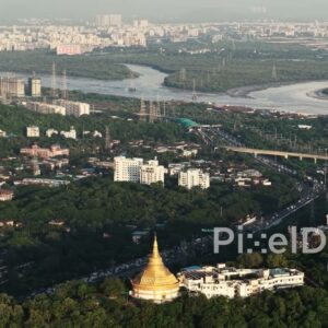 PD0731 - Expansive Aerial View of the Vipassana Pagoda and Panvel Highway