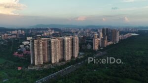 PD0727 - Aerial View of Palm Beach Residency Overlooking a Mangrove Forest in Navi Mumbai
