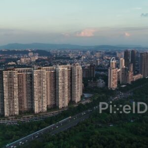 PD0727 - Aerial View of Palm Beach Residency Overlooking a Mangrove Forest in Navi Mumbai