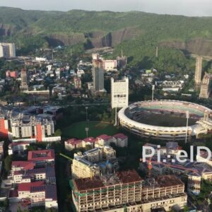 PD0720 - Aerial Orbit of DY Patil University and Sports Stadium in Navi Mumbai