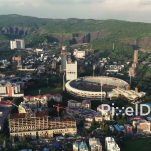 PD0719 - Aerial Orbit of DY Patil University and Sports Stadium in Navi Mumbai
