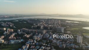 PD0717 - Expansive Aerial View of the Seawoods Coastal Cityscape in Navi Mumbai