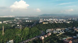 PD0715 - Panoramic Aerial View of Navi Mumbai's Cityscape and Parsik Hill